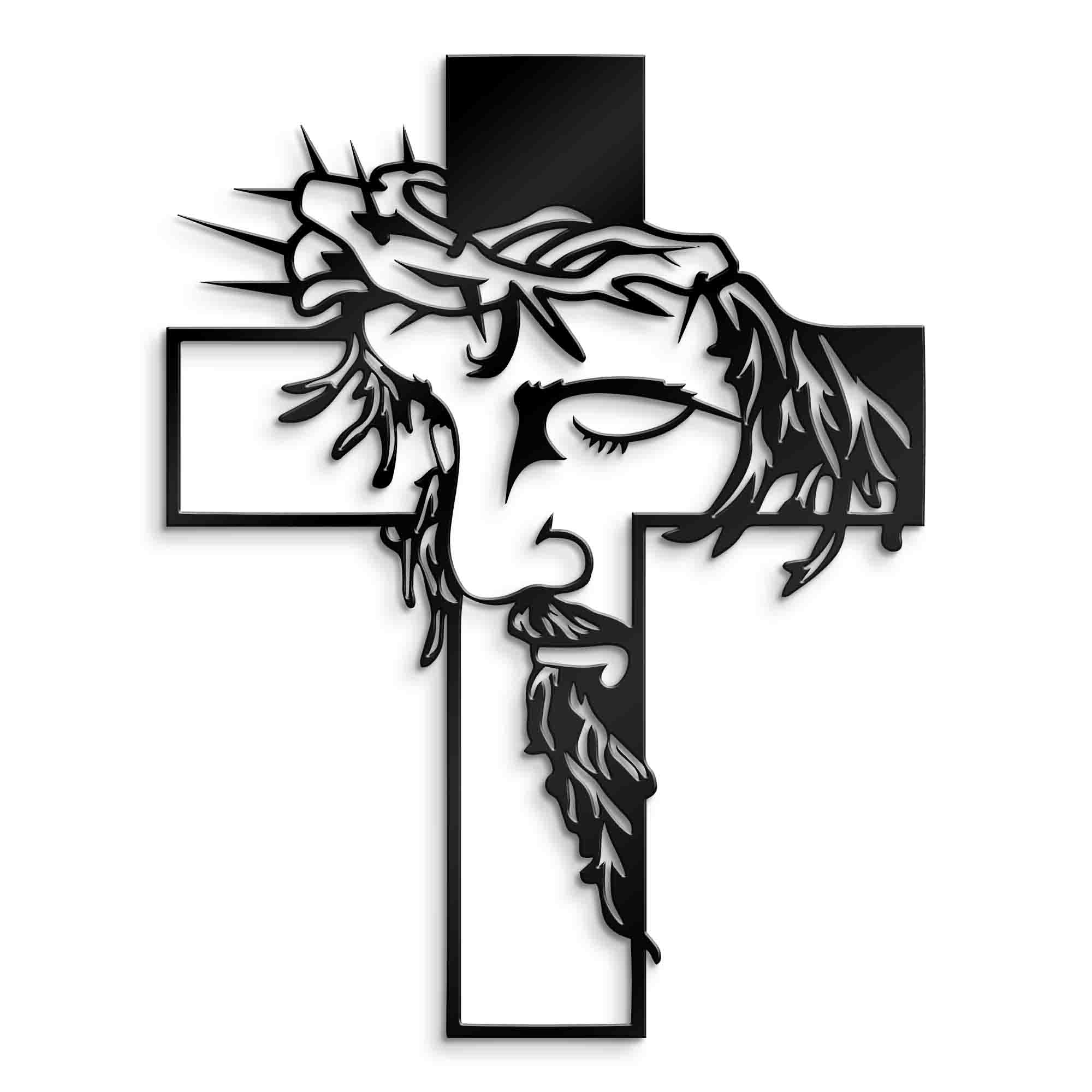 Metal Jesus Wall Decor - Jesus and the Cross Symbol Decor - Christian Home Decor - Religious Home Decoration