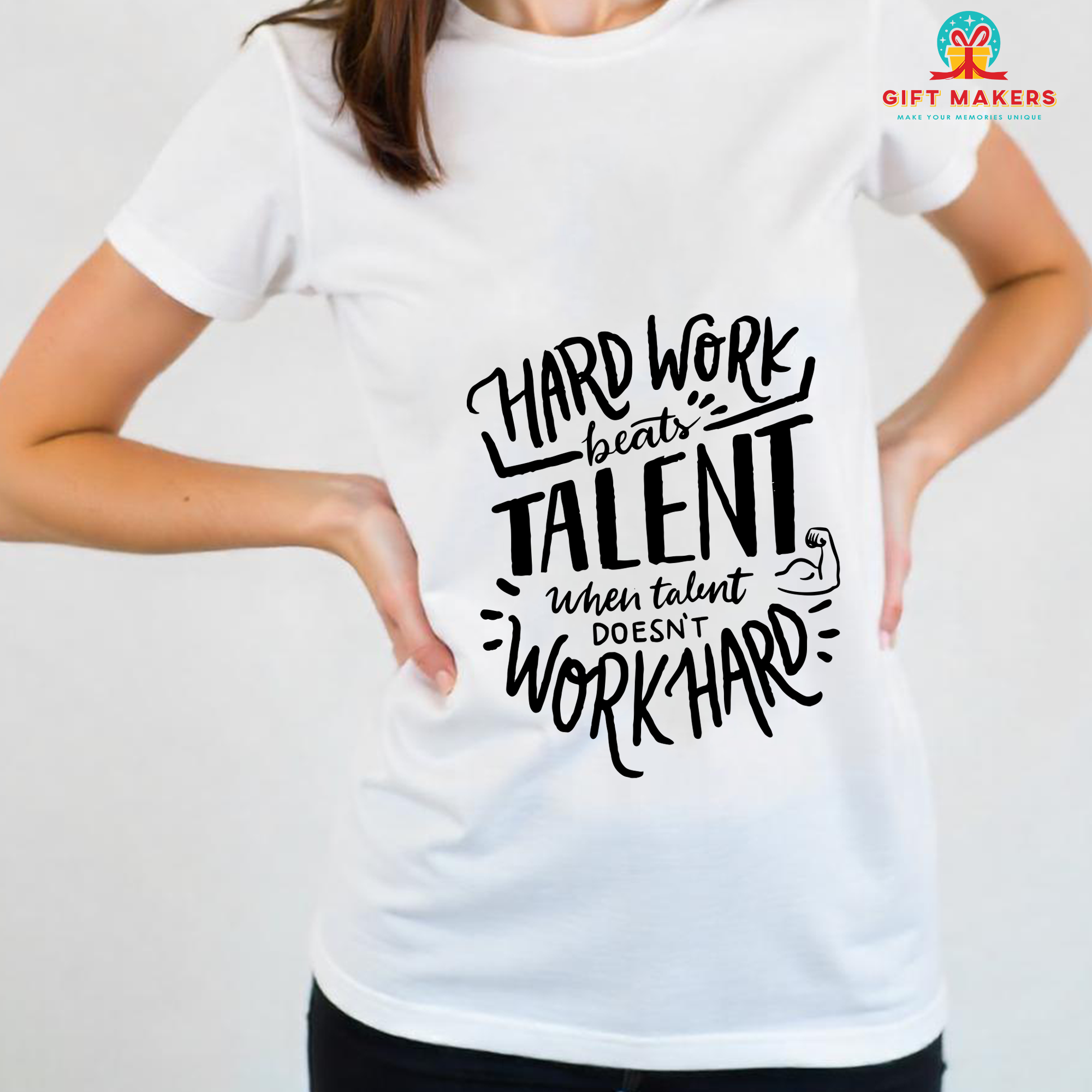 Work Hard Casual Wear Tees, Inspirational Quotes T-Shirt, Motivational Cotton Apparels, Gift for Friends, Mom's Day Gifts