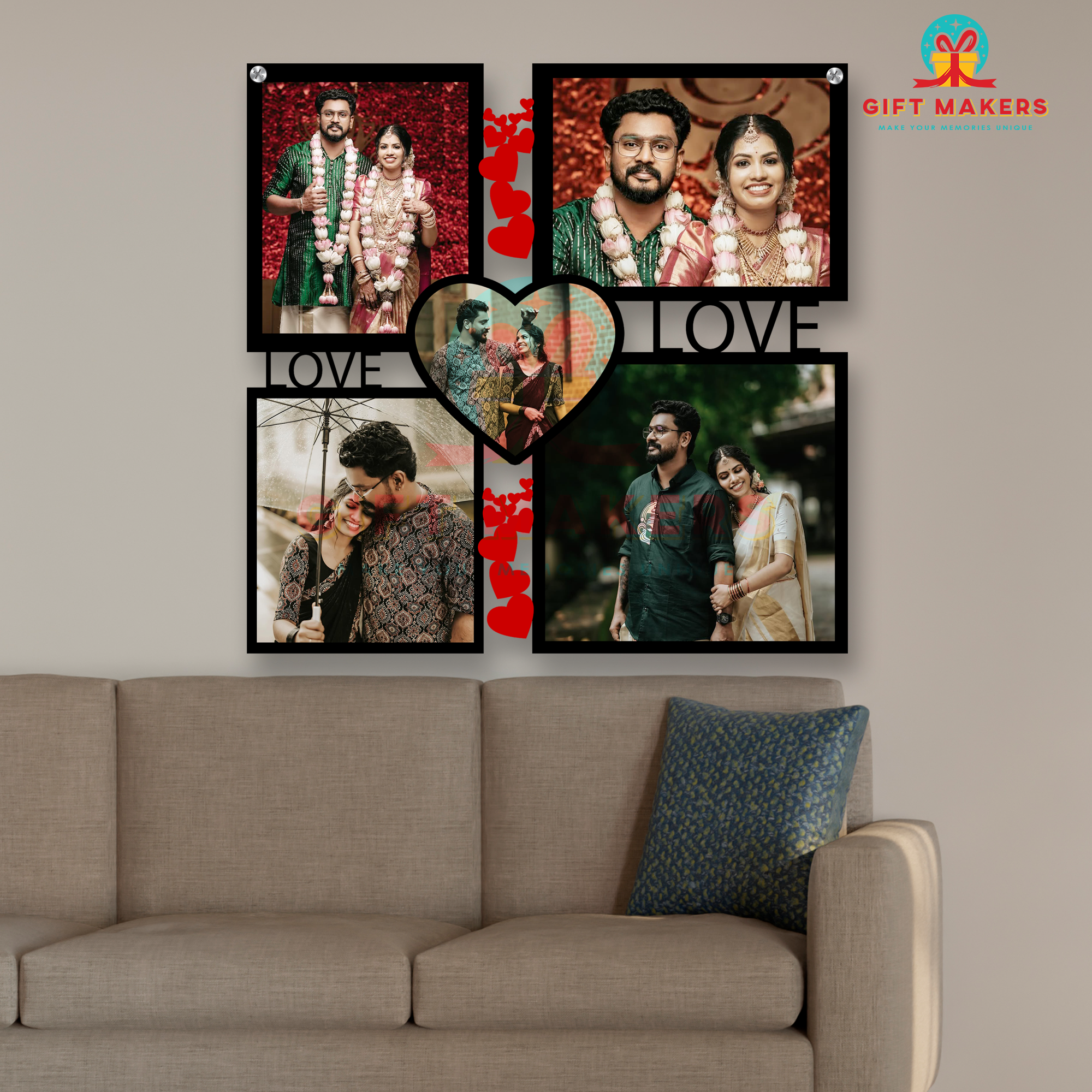 Love Theme Couples Photo Print Decor, Heart Shaped Photo Gifts, Valentine's day Gift