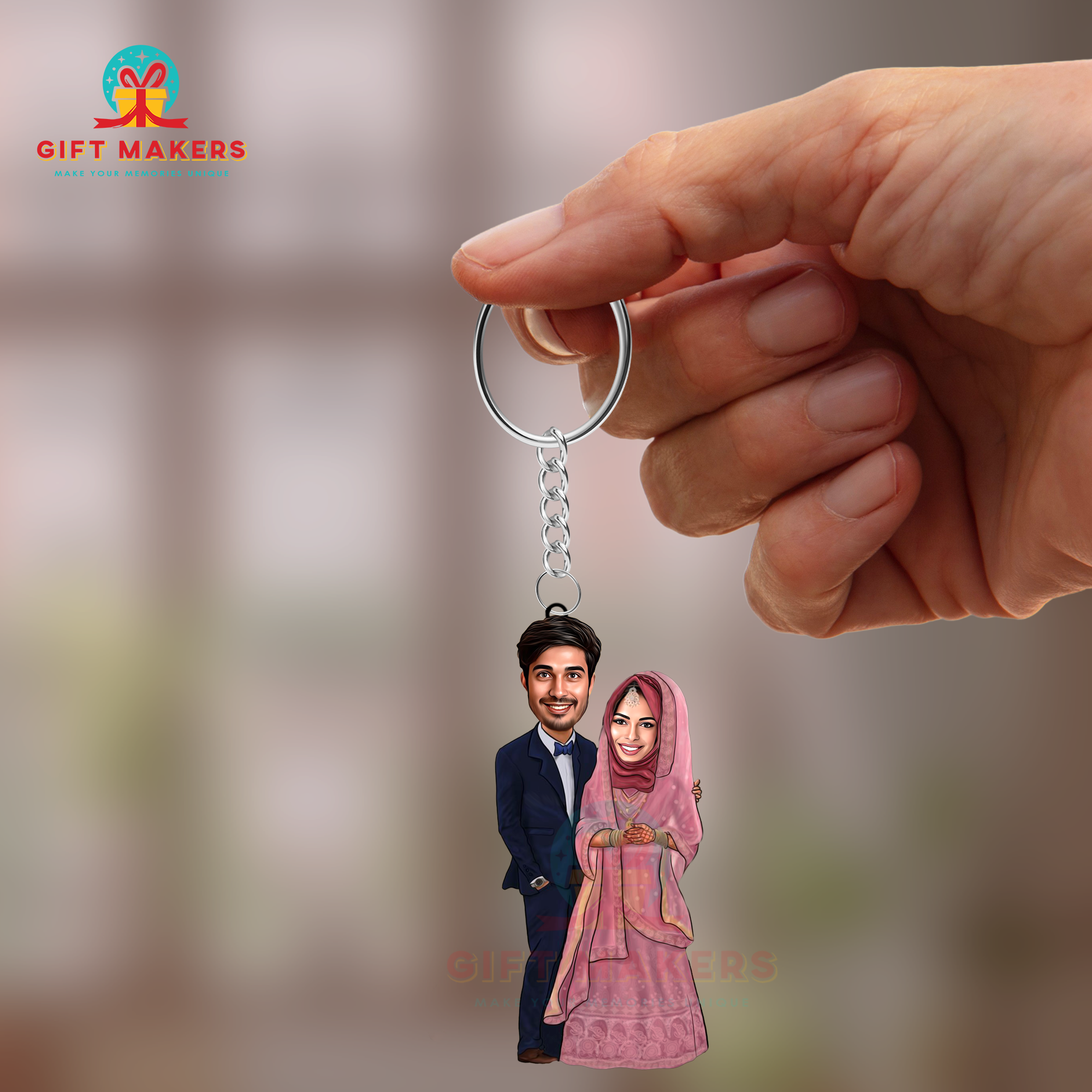 Customized Caricature Keychain, Wedding Theme Caricature, Couple Caricature Gifts, Marriage Memories Gifts