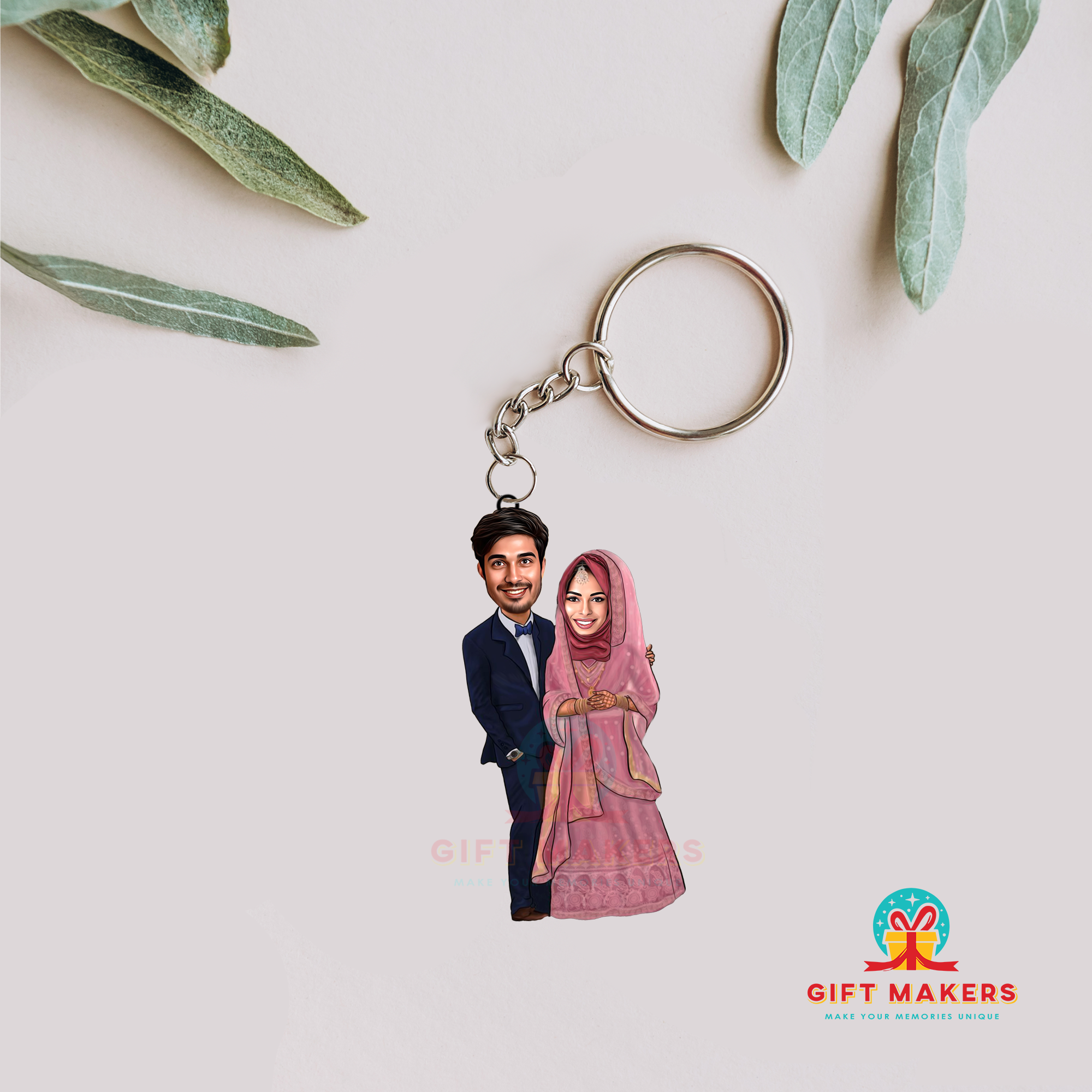 Customized Caricature Keychain, Wedding Theme Caricature, Couple Caricature Gifts, Marriage Memories Gifts