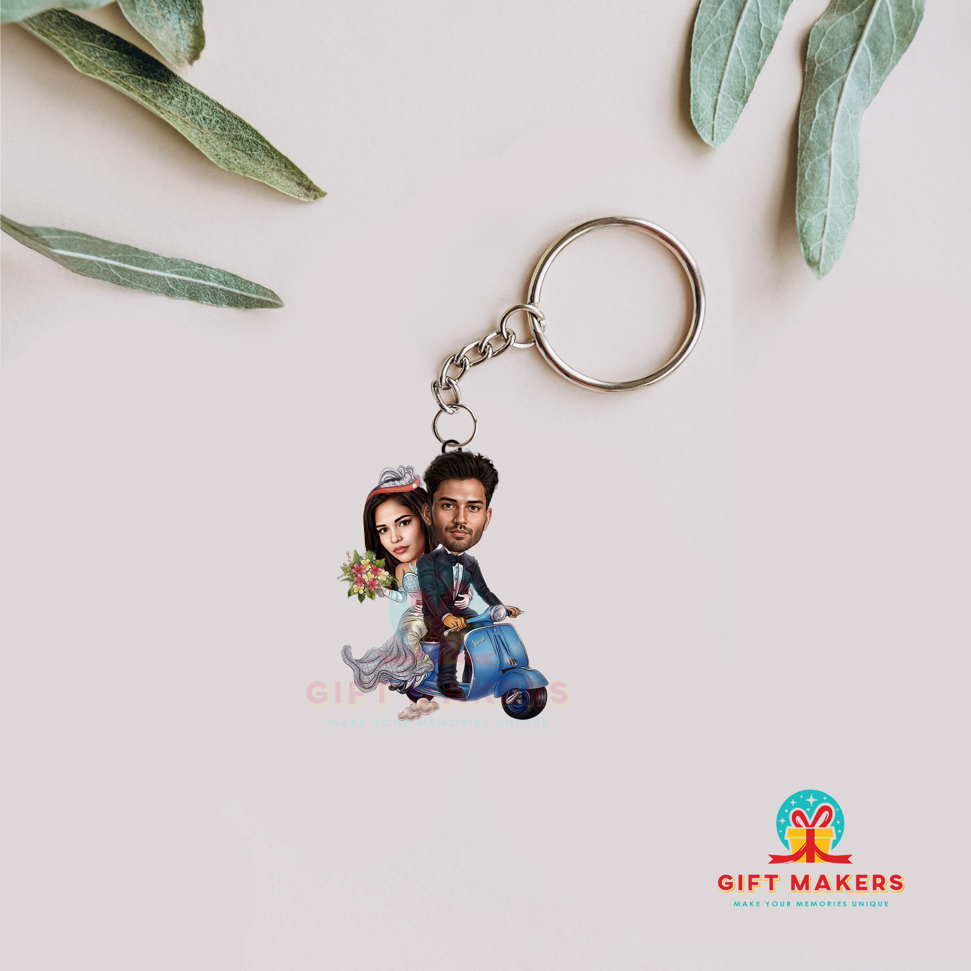 Wedding Ride Caricature Keychain, Couple Portrait Keychains, Lover Gifts, Bride and Groom Gifts