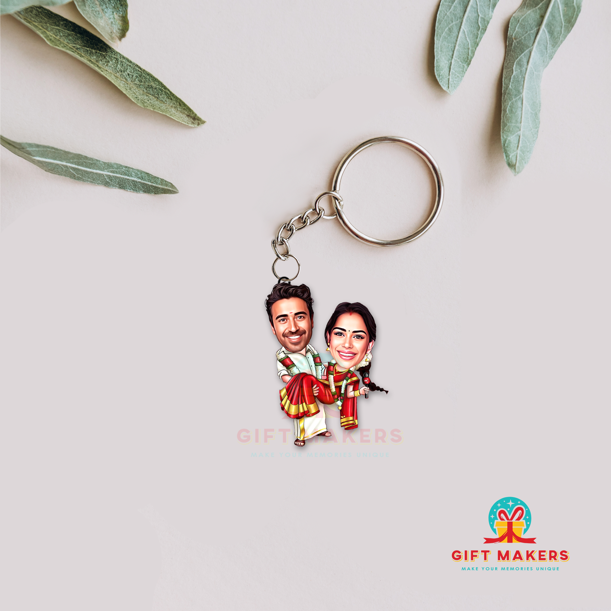 Cute Couples Caricature Keychain, Caricature Presents for Friends, Couple Caricature Gifts, Unique Gifting Keychains