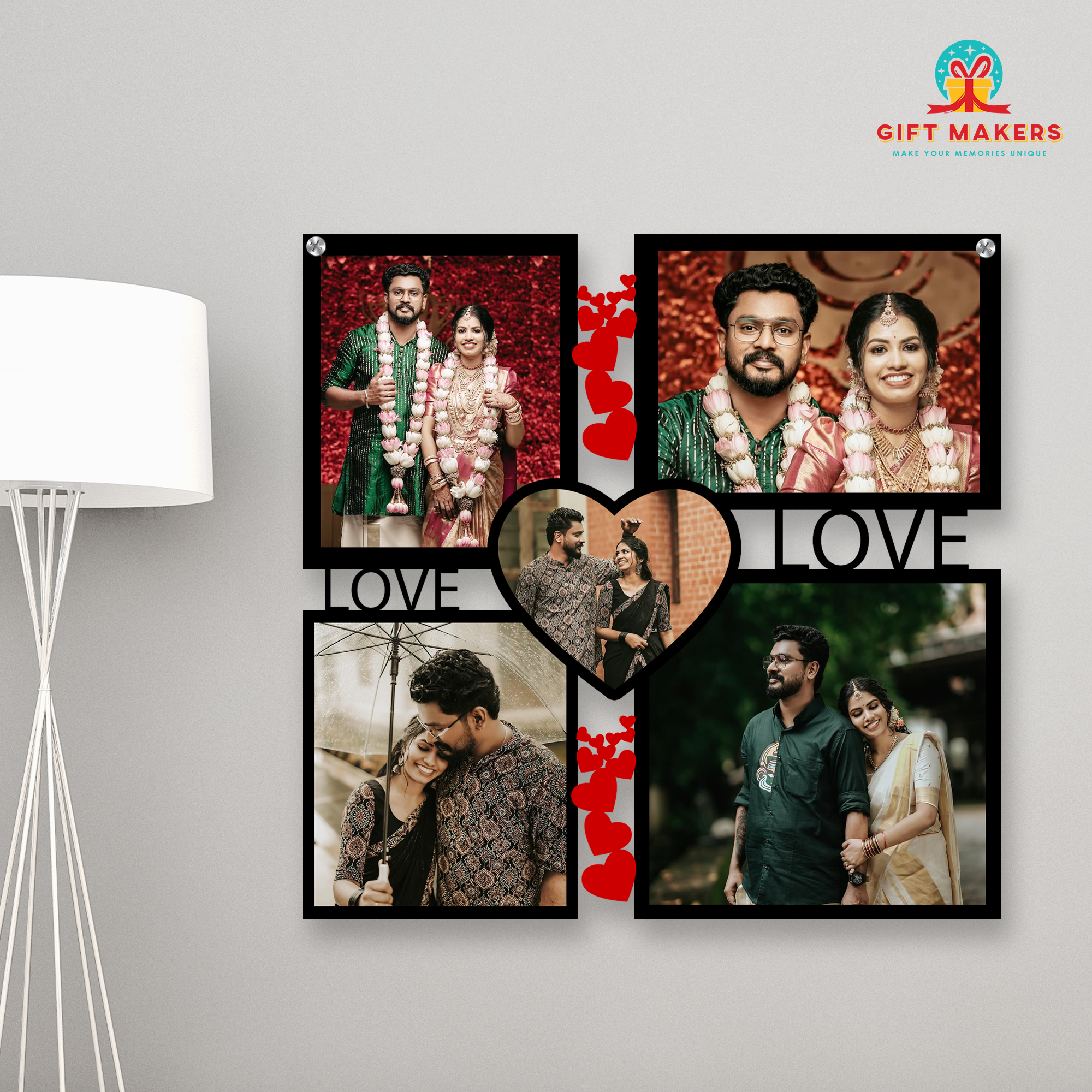 Love Theme Couples Photo Print Decor, Heart Shaped Photo Gifts, Valentine's day Gift