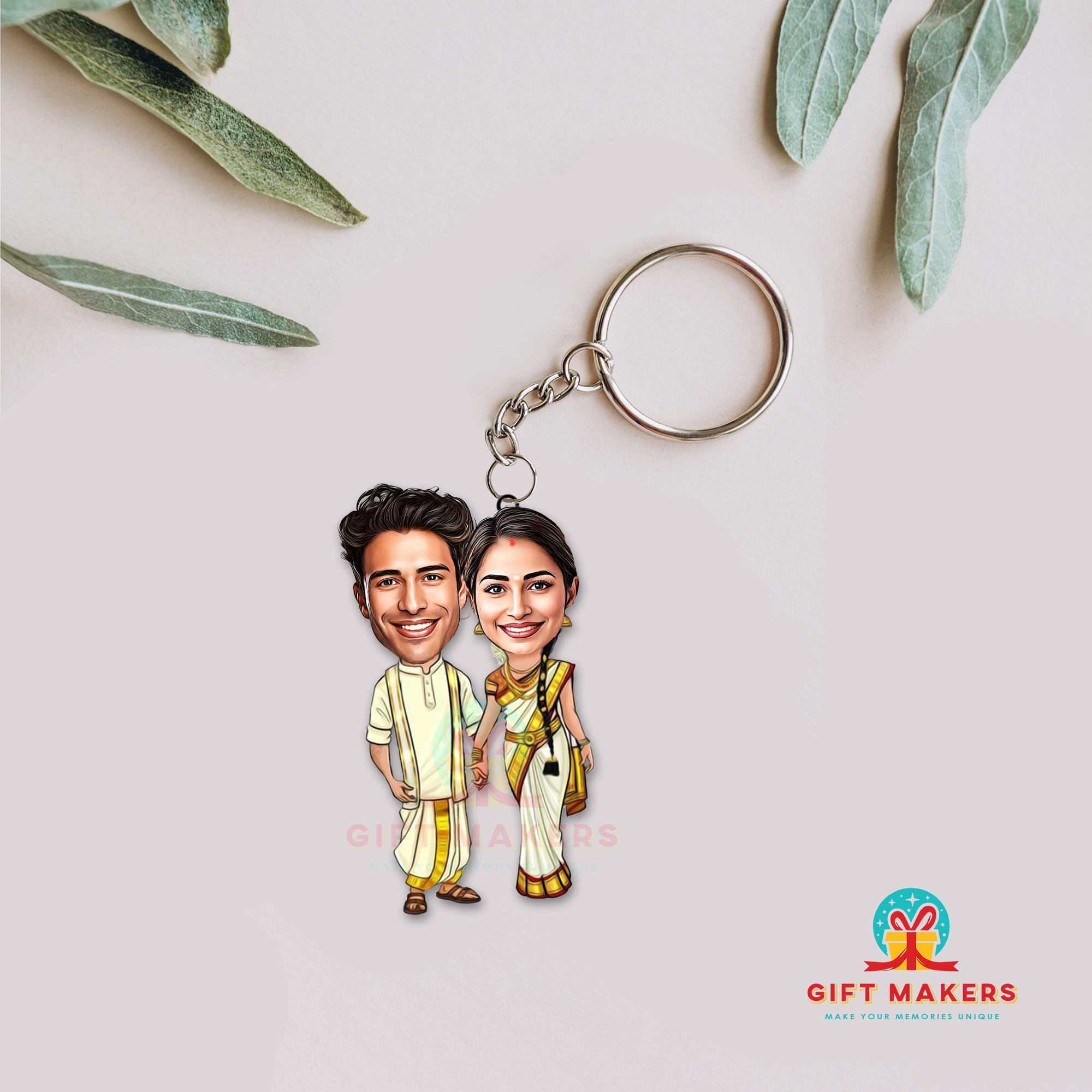 Wedding Memory Caricature Keychain, Caricature Gifts, Couple Caricature Gifts, Wife Keychain Gifts