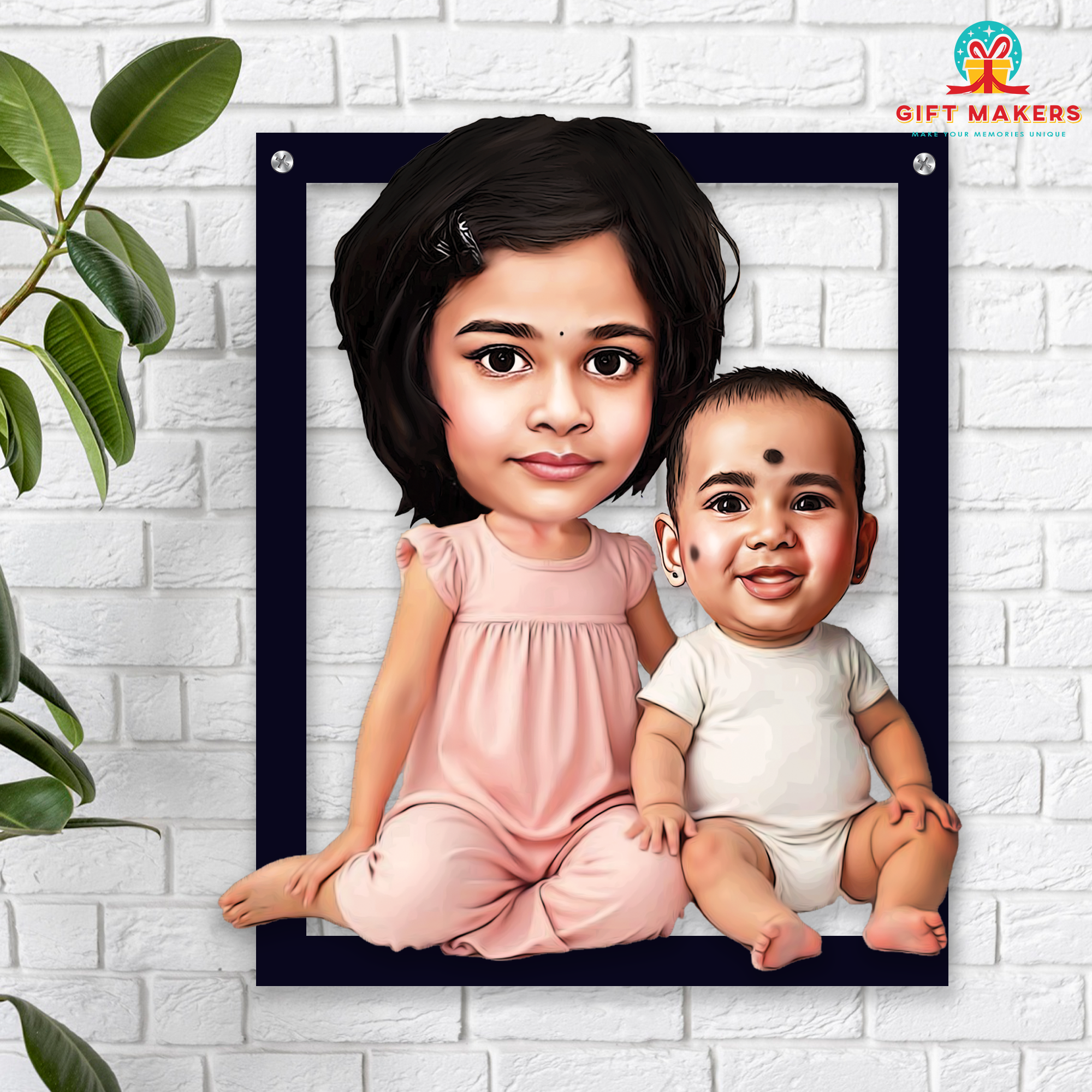 Personalized Baby Caricature Wall Decor, Cute Babies Cartoon Caricature, Kids Birthday Gifts, Customized Children Face Caricature