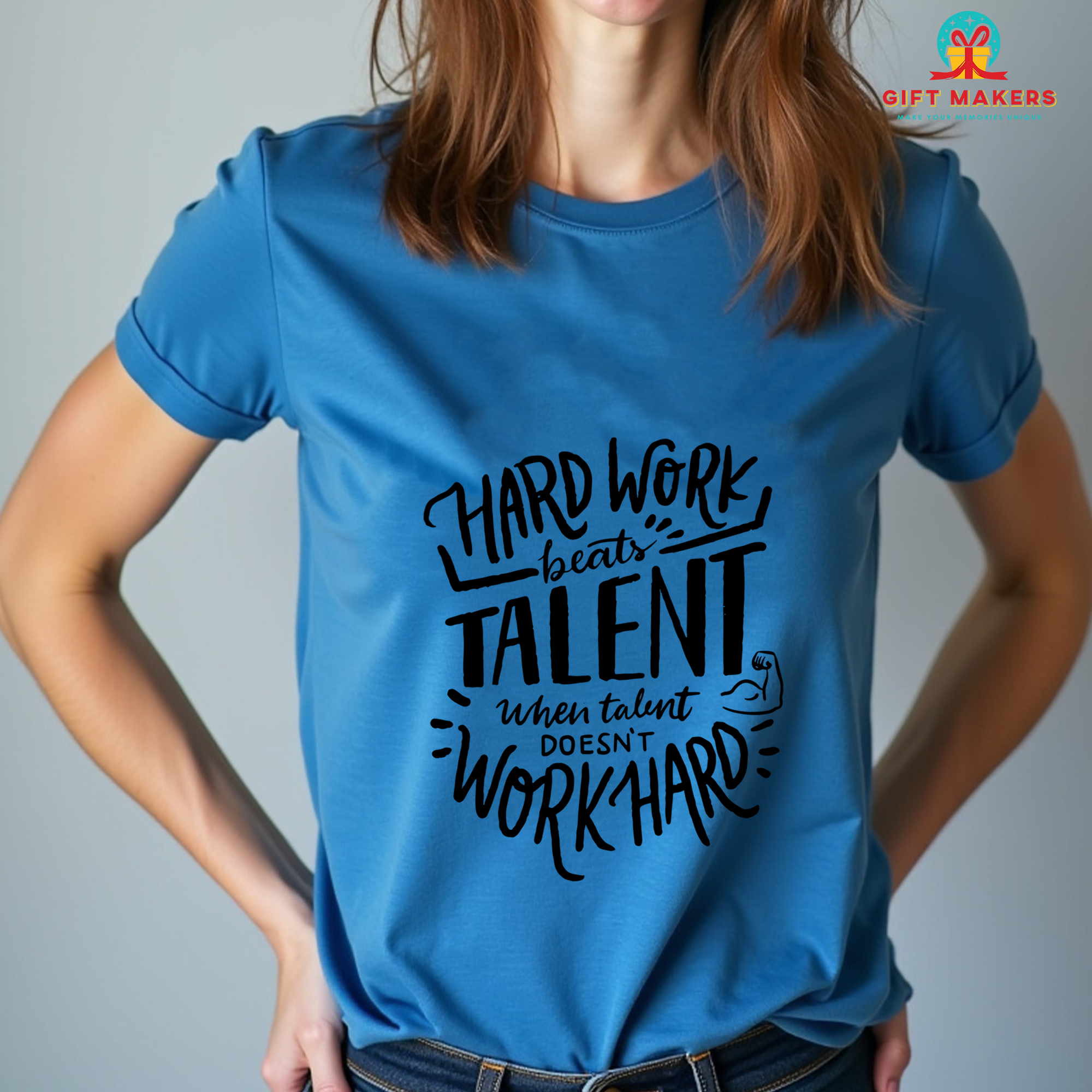 Work Hard Casual Wear Tees, Inspirational Quotes T-Shirt, Motivational Cotton Apparels, Gift for Friends, Mom's Day Gifts