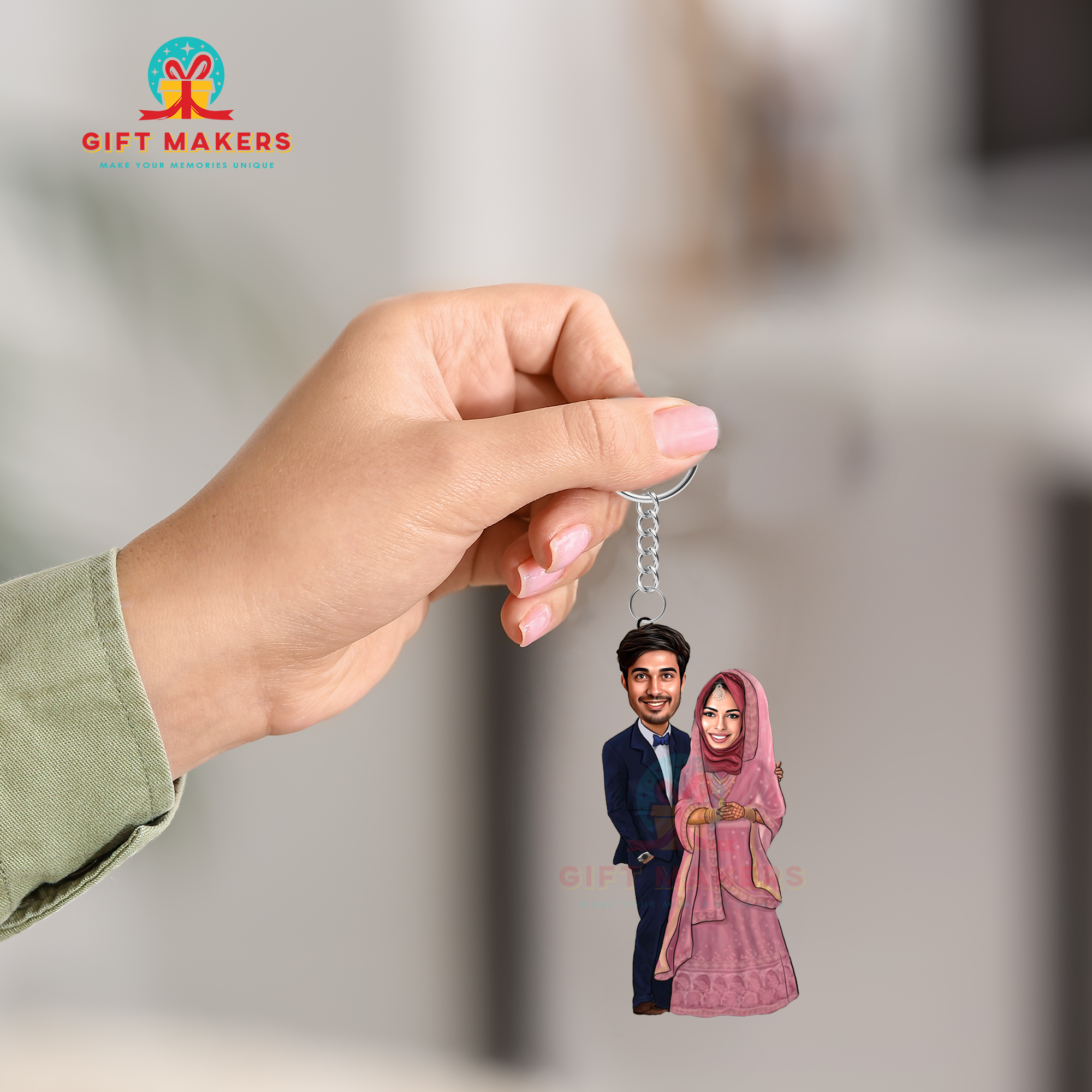 Customized Caricature Keychain, Wedding Theme Caricature, Couple Caricature Gifts, Marriage Memories Gifts