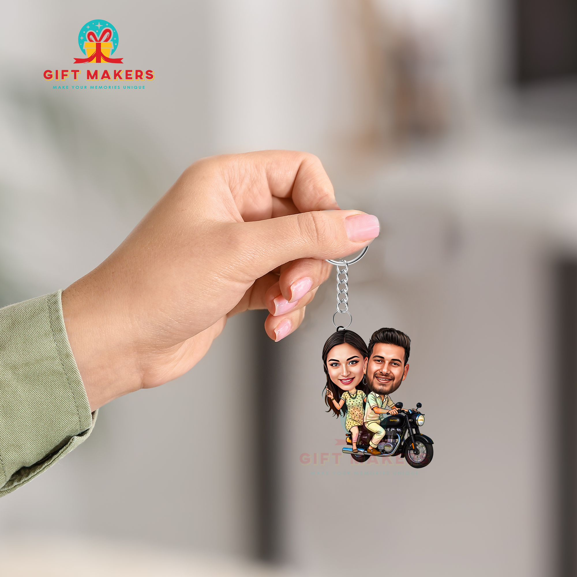 Custom Motorcycle Couple Keychain