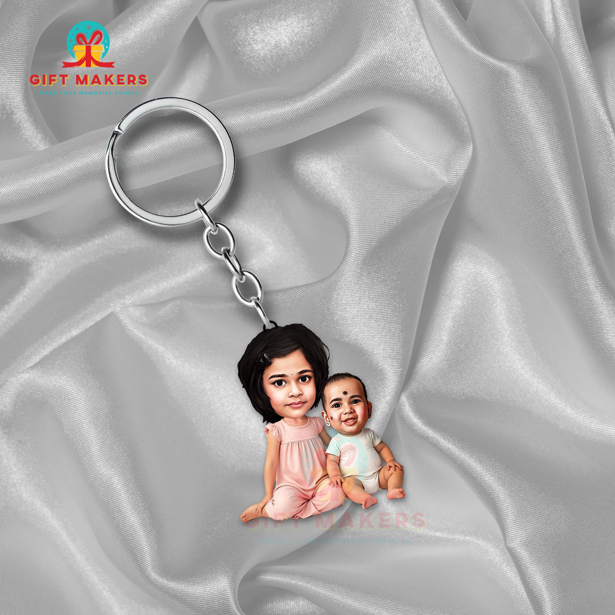 Babies Caricature Keychain, Kids Caricature Gifts, Mom Gifts, Customized Keychains for Dad