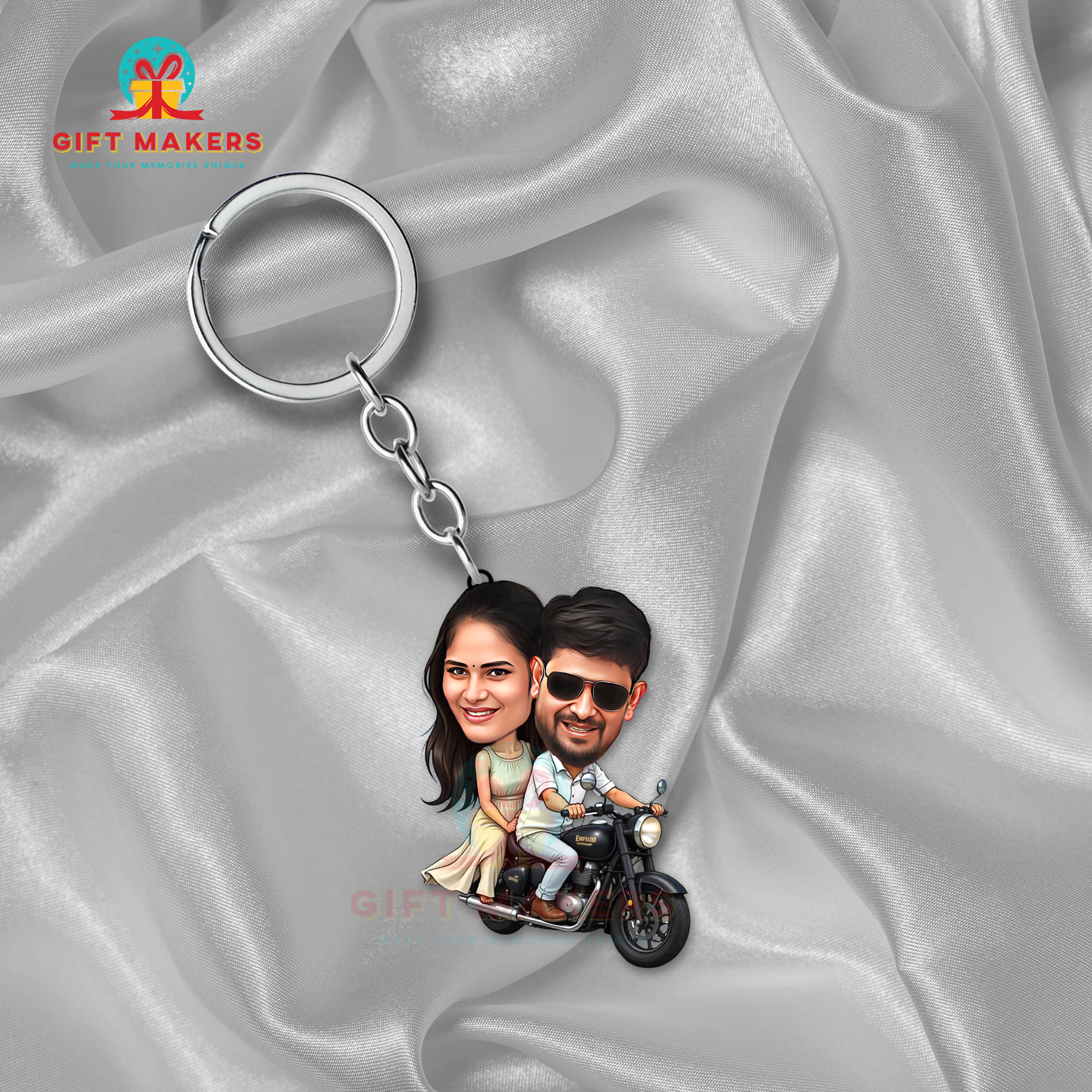 Personalized Motorcycle Couple Keychain