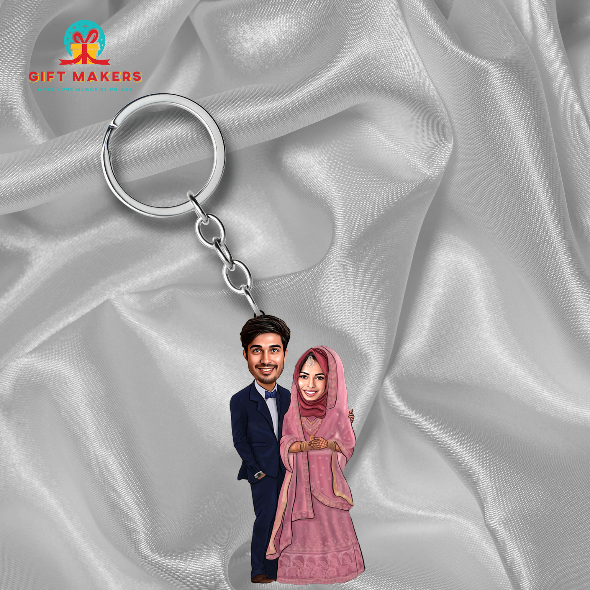 Customized Caricature Keychain, Wedding Theme Caricature, Couple Caricature Gifts, Marriage Memories Gifts