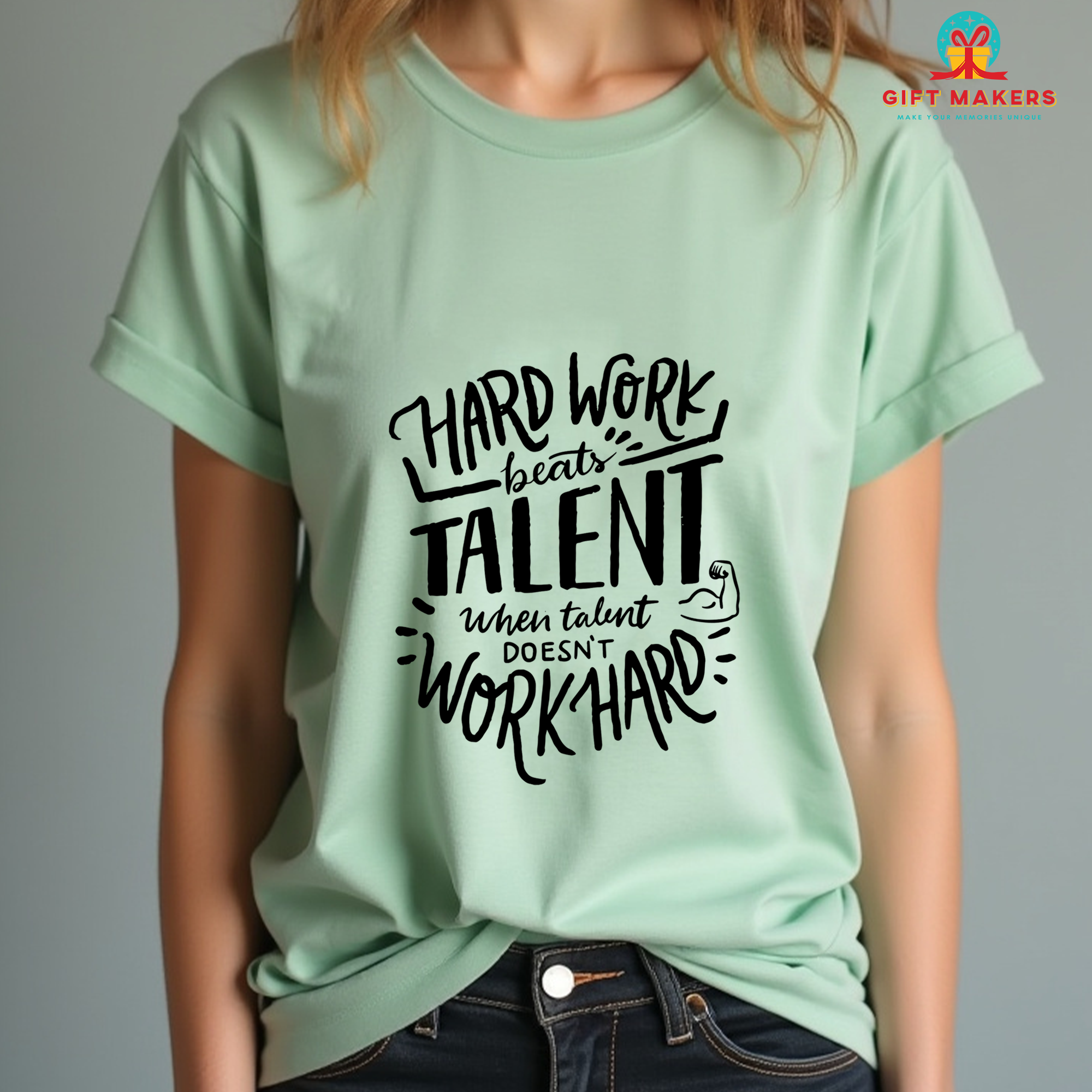 Work Hard Casual Wear Tees, Inspirational Quotes T-Shirt, Motivational Cotton Apparels, Gift for Friends, Mom's Day Gifts