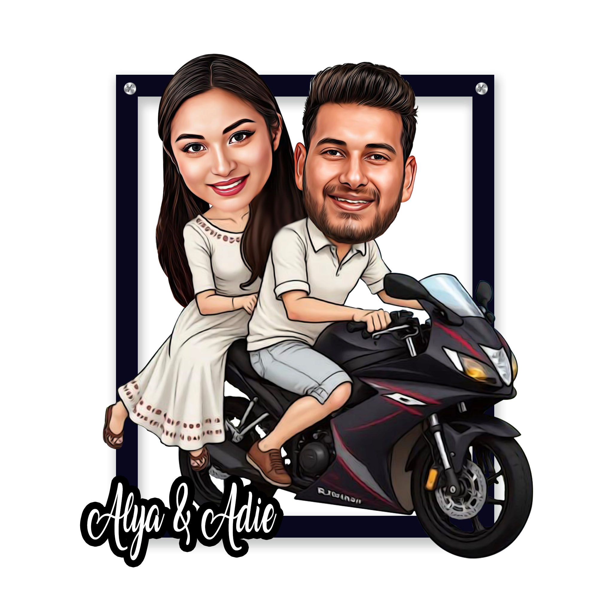 Custom Funny Couples Caricature, Adventurers Unique Art Caricature Gifts,  Riding Couple Gifts