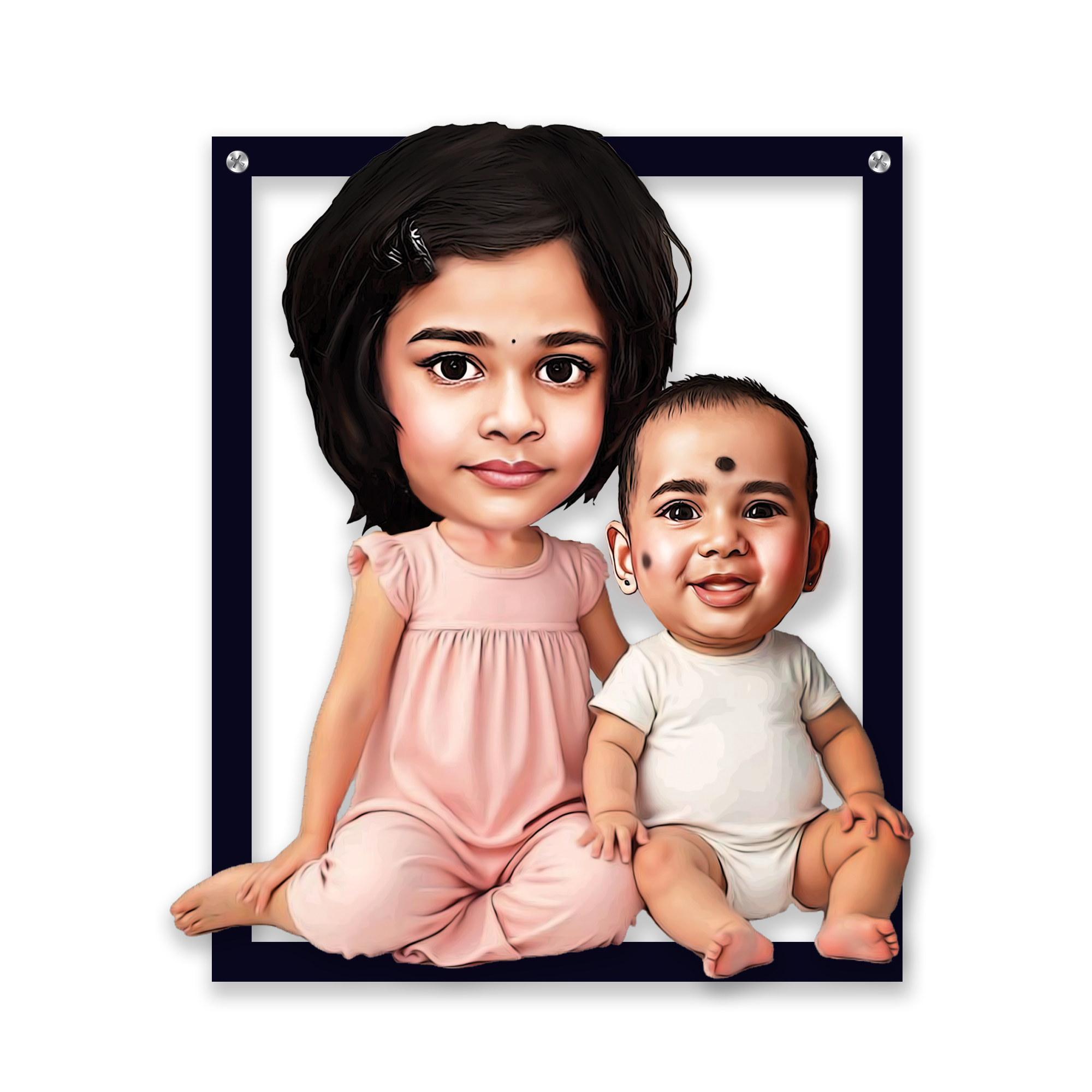 Personalized Baby Caricature Wall Decor, Cute Babies Cartoon Caricature, Kids Birthday Gifts, Customized Children Face Caricature