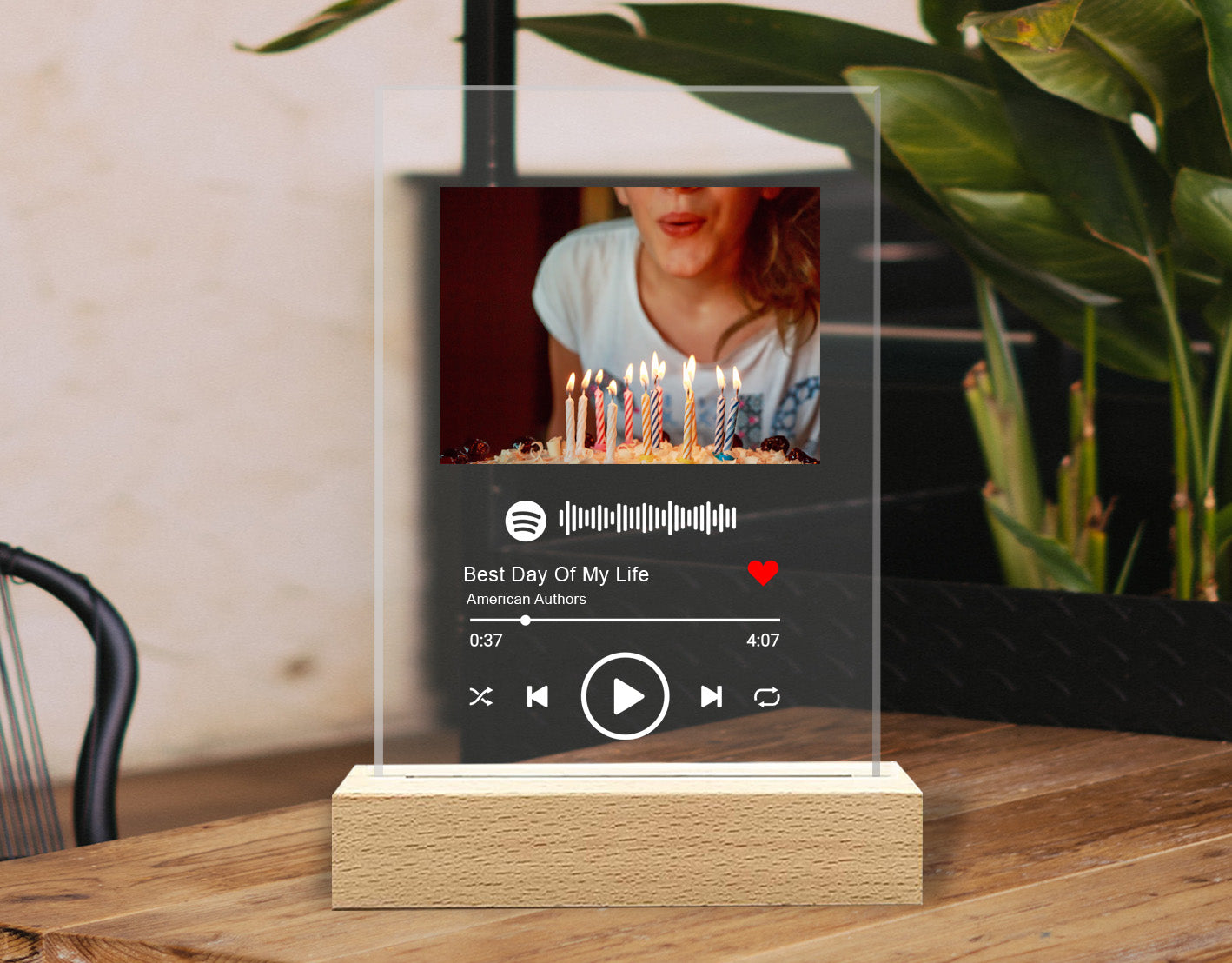 Customized Birthday Spotify Plaque - Gifts for Girlfriend - Personalized Photo Spotify Table Stand - Valentine's Day Gifts