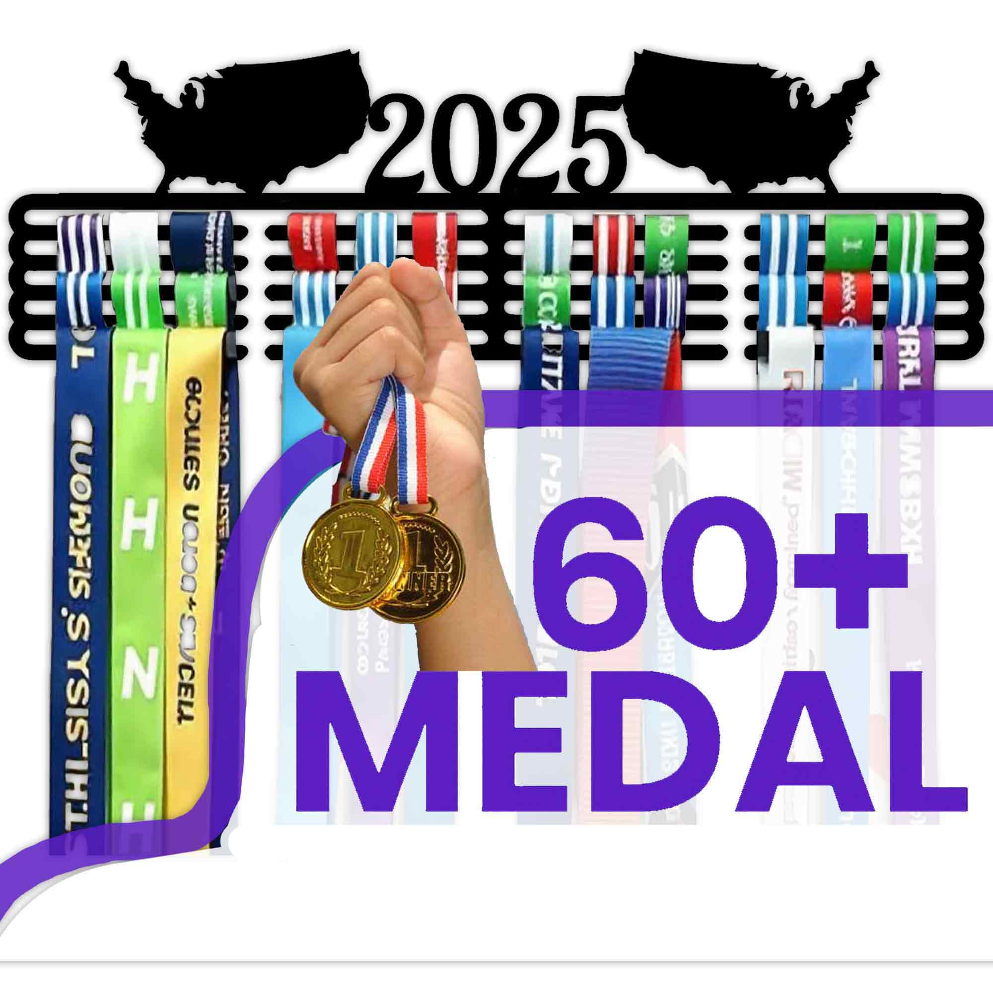2025 Medal Hanger – Metal Wall Mounted Medal Holder for Marathon, Running & Sports Achievements.